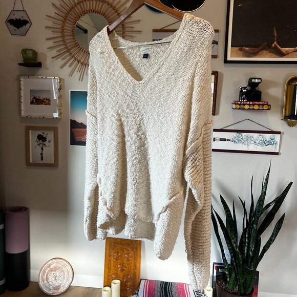 Universal Thread 100% Cotton Popcorn Knit Sweater in Cream - Size XL - Picture 6 of 7